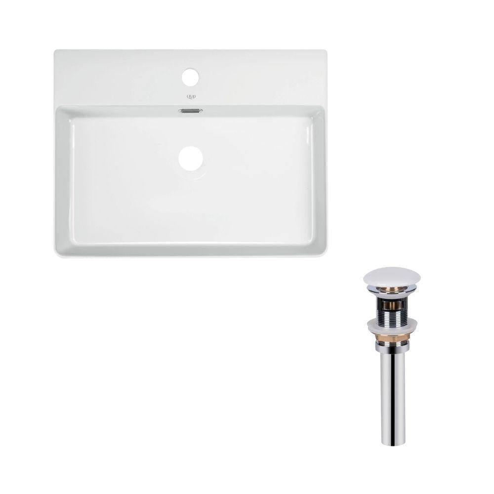 Раковина Qtap Nando LT підвісна прямокутна 600х440х130 мм White/донний клапан PU02O