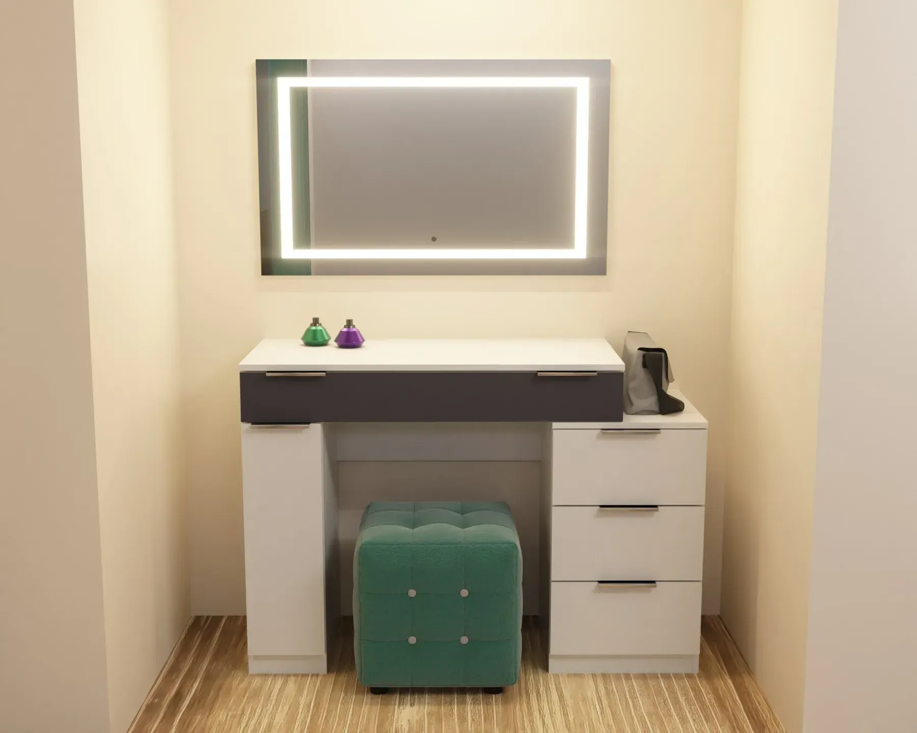 Стіл-трюмо туалетний Kontinent Krystal 1200х452х847 мм Білий/Антрацит (59321193) - фото 1