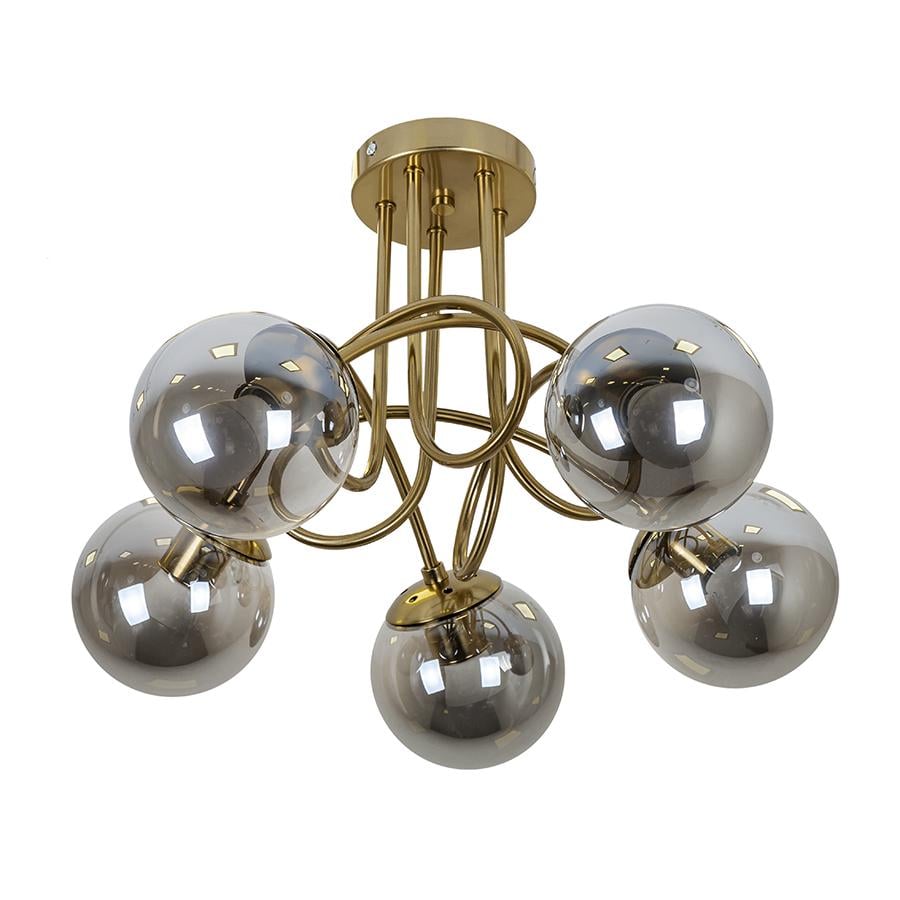 Люстра металлическая Levistella 7529910-5 BRZ/BK с 5 стеклянными плафонами под лампы Е27 (106-16-LVS4743)