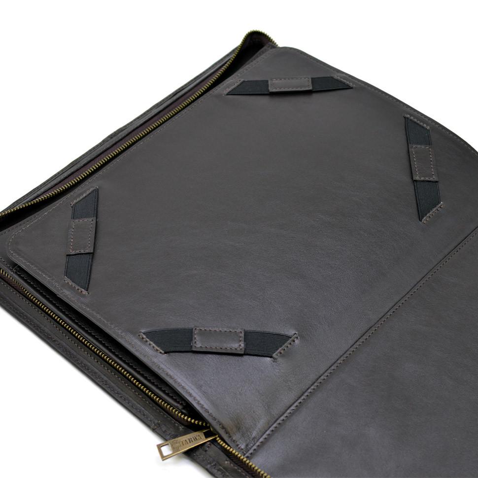 Папка кожаная на молнии с ручкой с органайзером TARWA GC-4495-4lx А4 Коричневый (40156) - фото 9 Папка кожаная на молнии с ручкой с органайзером TARWA GC-4495-4lx А4 Коричневый (40156) - фото 9