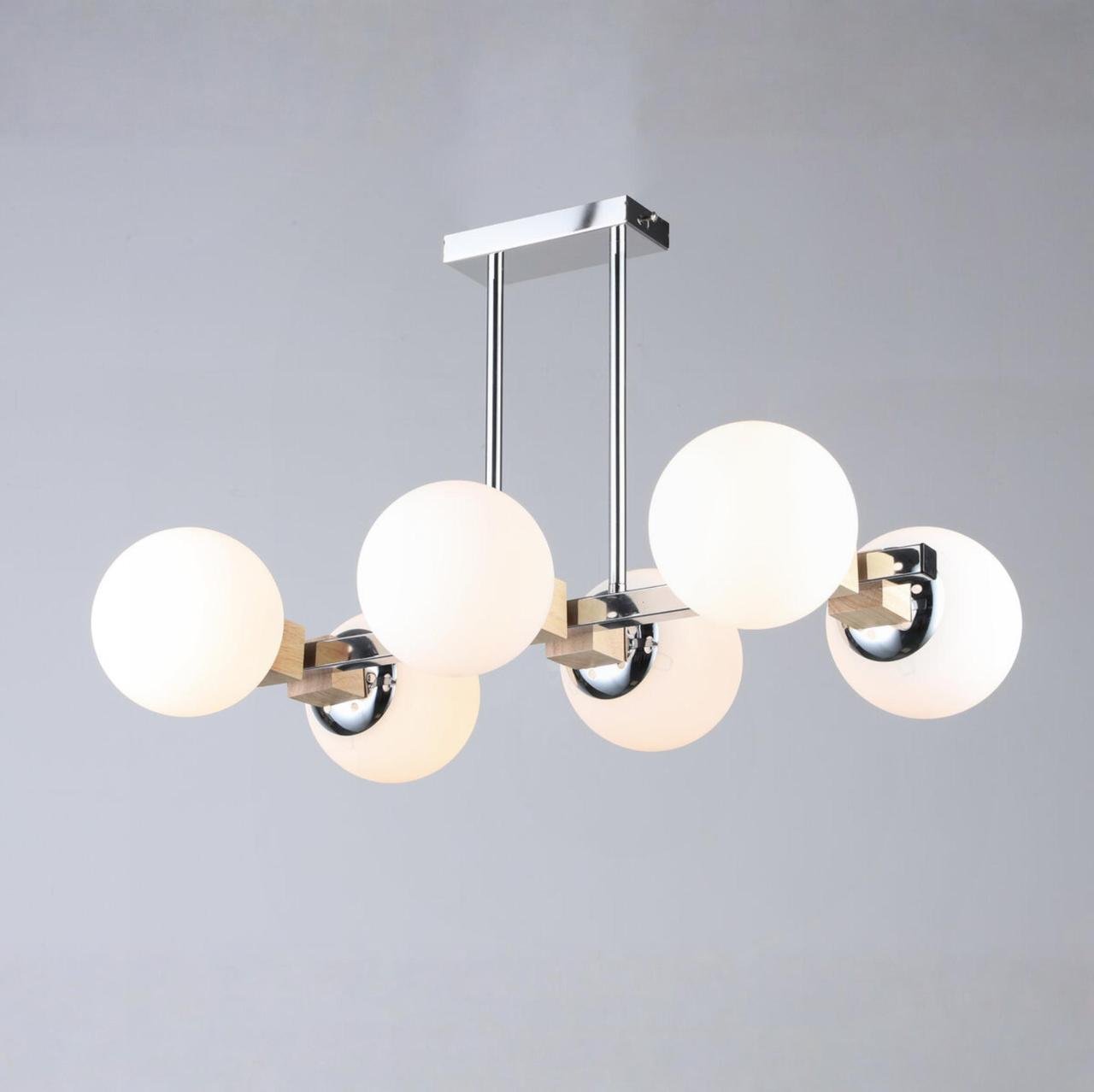 Люстра Valeso на шесть матовых плафонов под лампу Е27 Хром (B NQ6625/6 CR)