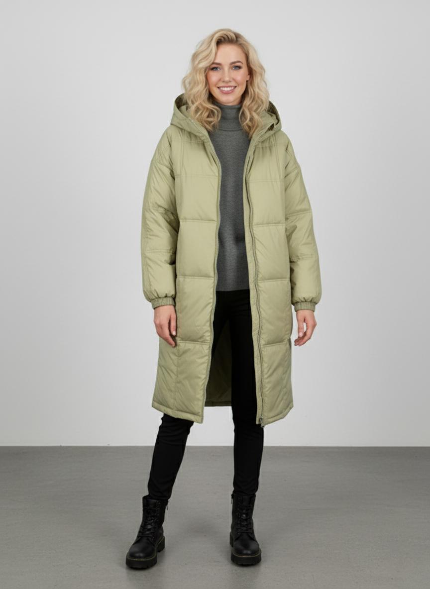 Пуховик женский Number Nine DW-013 демисезонный с капюшоном р. 42 Оливковый (DW-013-42) - фото 3