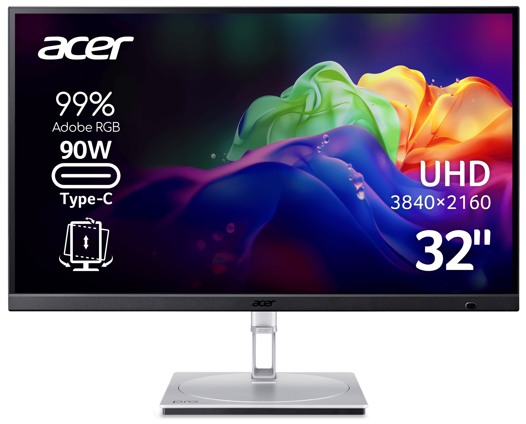 Монитор ACER TFT 27" PE270KL1smiqpruzx IPS 4K 72Hz HDMI DP USB-C Pivot USB hub MM Silver (UG-UM.HP0EE.101)