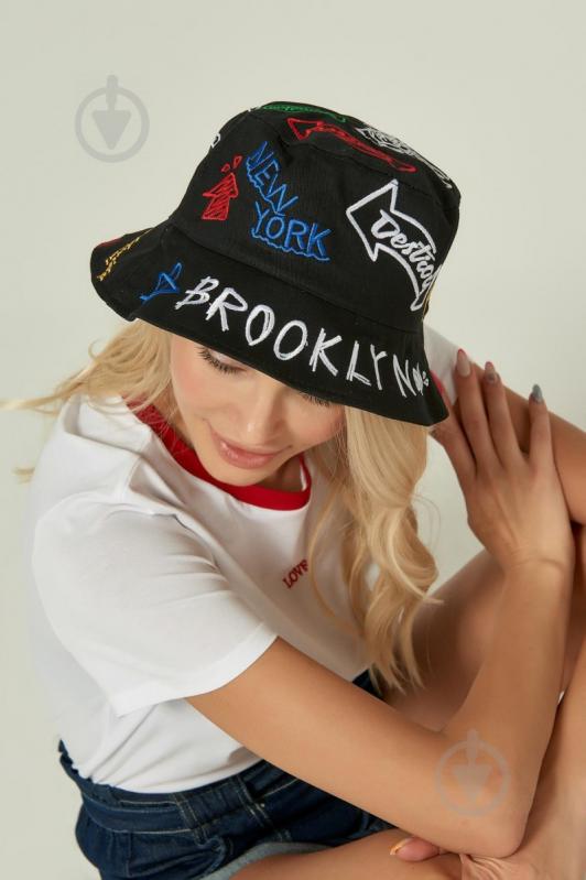 Панама з прінтом TELOS Brooklin 57 см Чорна (карт-888)
