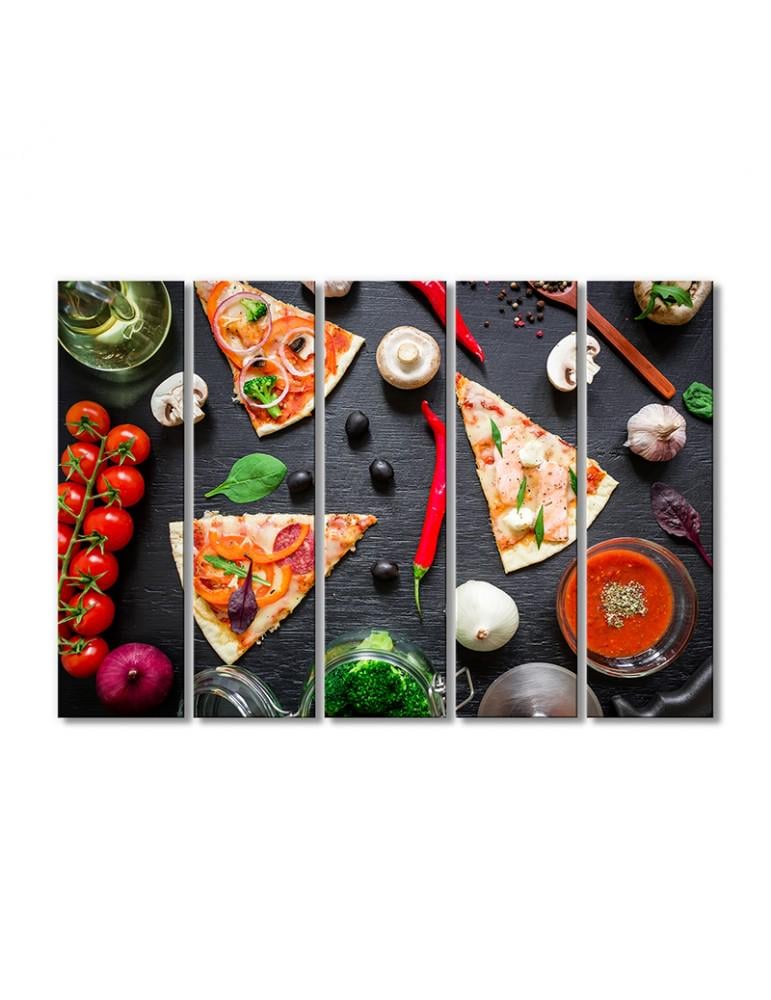 Картина модульная Пицца ассорти 5 модулей 90x135 см