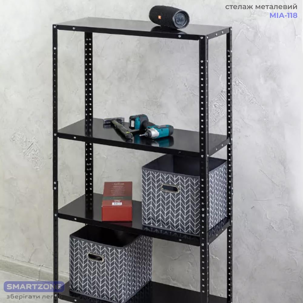 Стеллаж металлический на 5 полок 170х75х30 см Черный (МИА-118) - фото 9