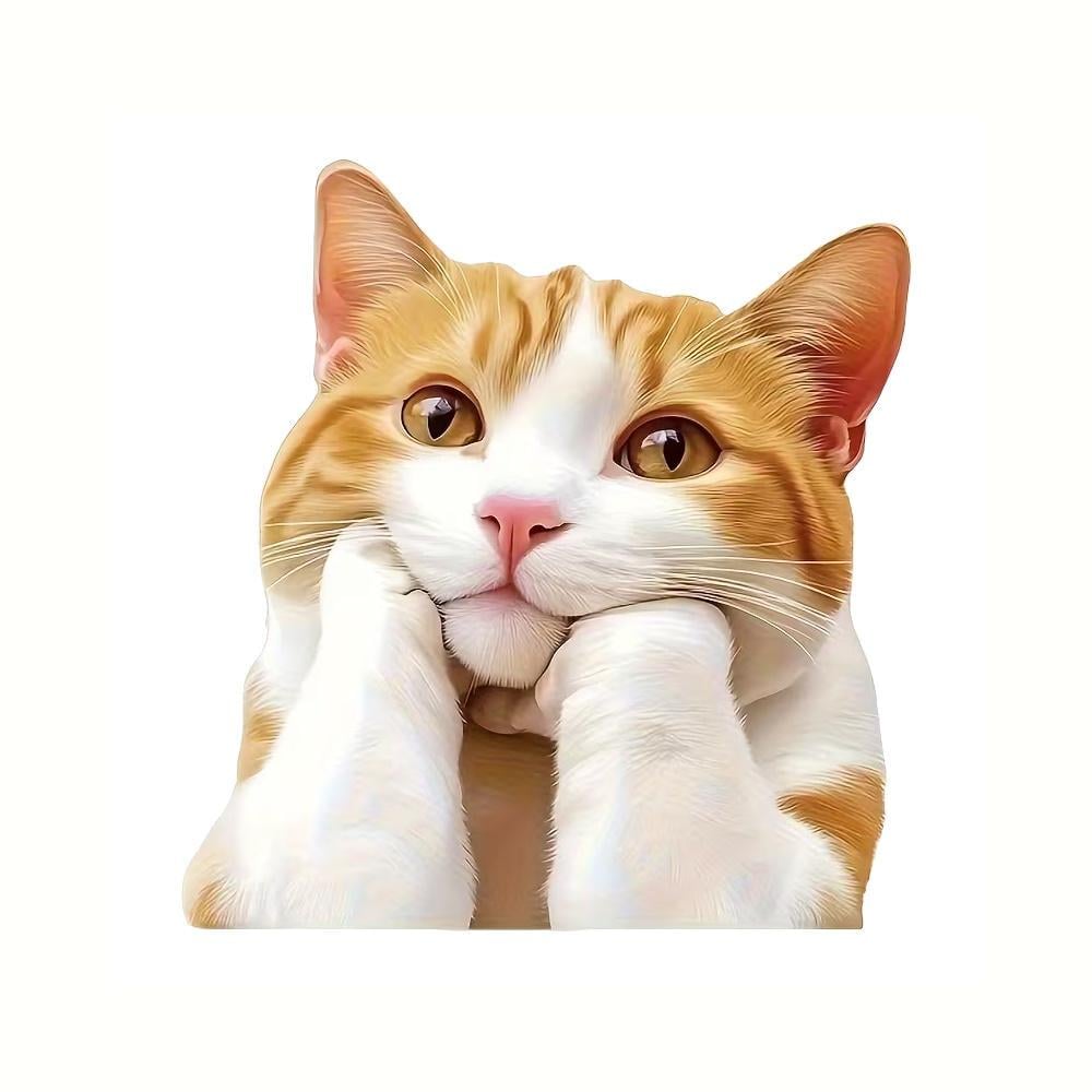 Декоративная 2D наклейка Рыжий кот для автомобиля/мотоцикла/техники 14,8х14 см Оранжевый/Белый (3000004014)