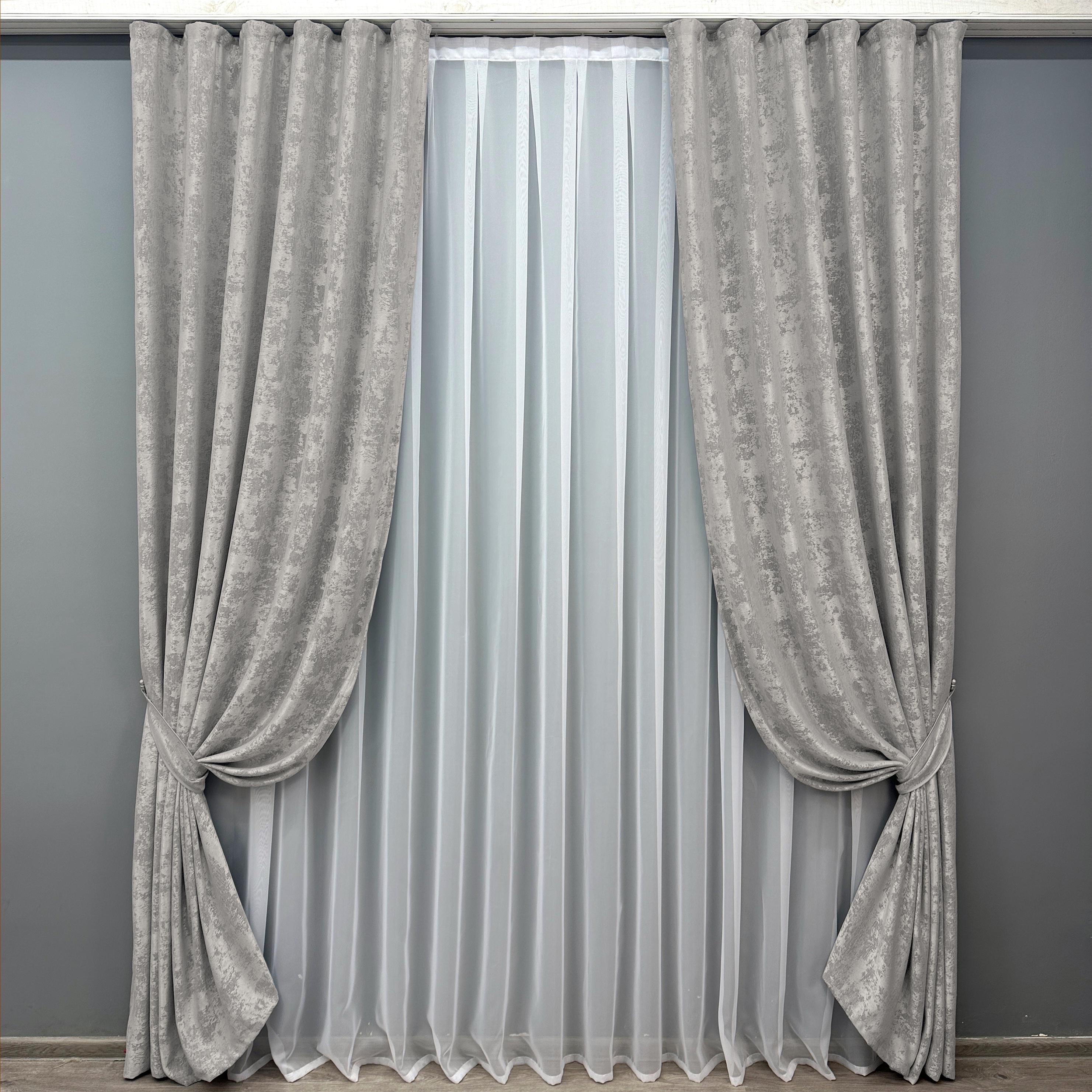 Комплект штор VR-Textil Sultan XO №1124ш жаккард 100х270 см 2 шт. Светло-серый (31-420)