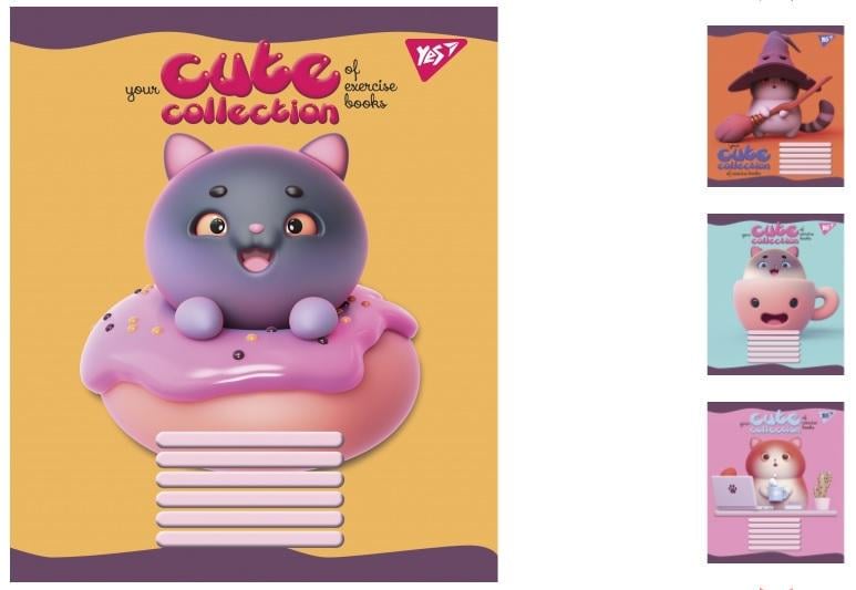 Зошити учнівські у лінійку YES Cute collection 12 арк. 25 шт. в уп. (MTT-148256)
