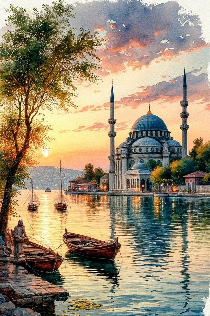 Алмазная мозаика Солнечный Стамбул квадратные камни/без подрамника 40х60 см (32927393)