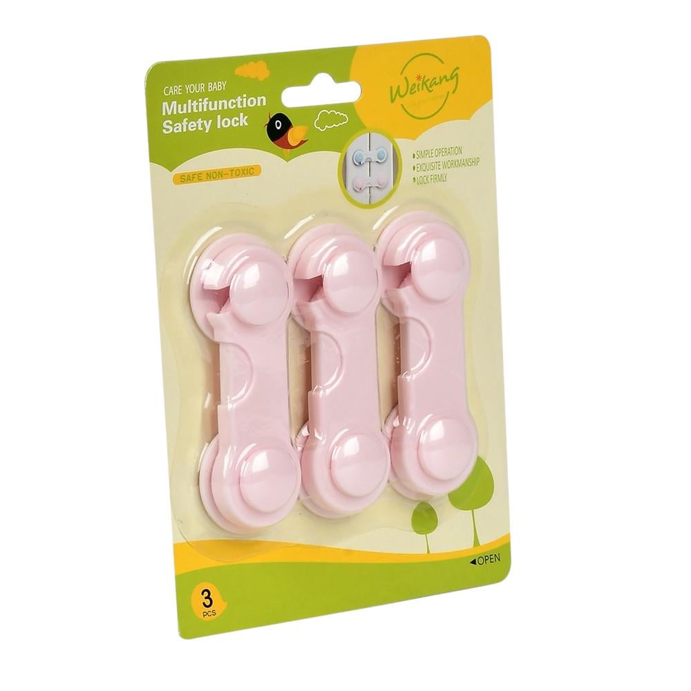 Набір замків-блокіраторів меблів Weikang R94795 платикові 9,5×3 см 3 шт. Рожевий (7a867e40)