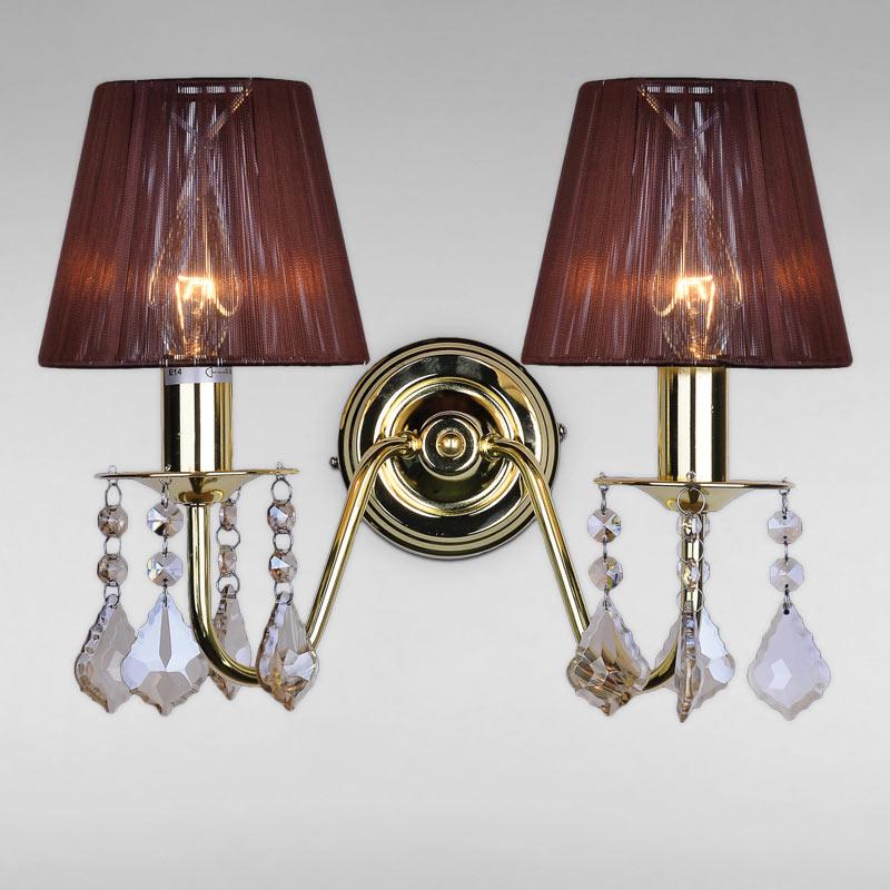 Настінний світильник з абажуром LS-18125GD-2 Золотистий/Коричневий Настінний світильник з абажуром LS-18125GD-2 Золотистий/Коричневий