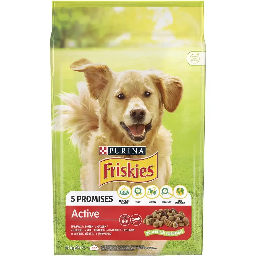 Сухой корм для взрослых собак Friskies Active 10 кг говядина