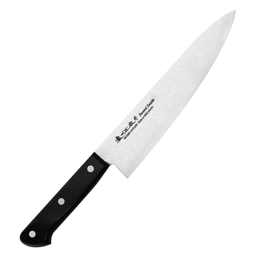 Шеф-нож кухонный для мяса/рыбы/овощей европейский Satake Unique Damascus VG-10 60 HRC нержавеющая сталь 200 мм Черный (2185223624)