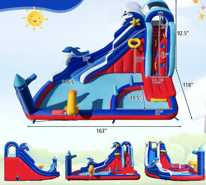 Надувной Аквапарк Costway Slide 6-в-1 с горкой для скалолазания (без вентилятора) - фото 3 Надувной Аквапарк Costway Slide 6-в-1 с горкой для скалолазания (без вентилятора) - фото 3