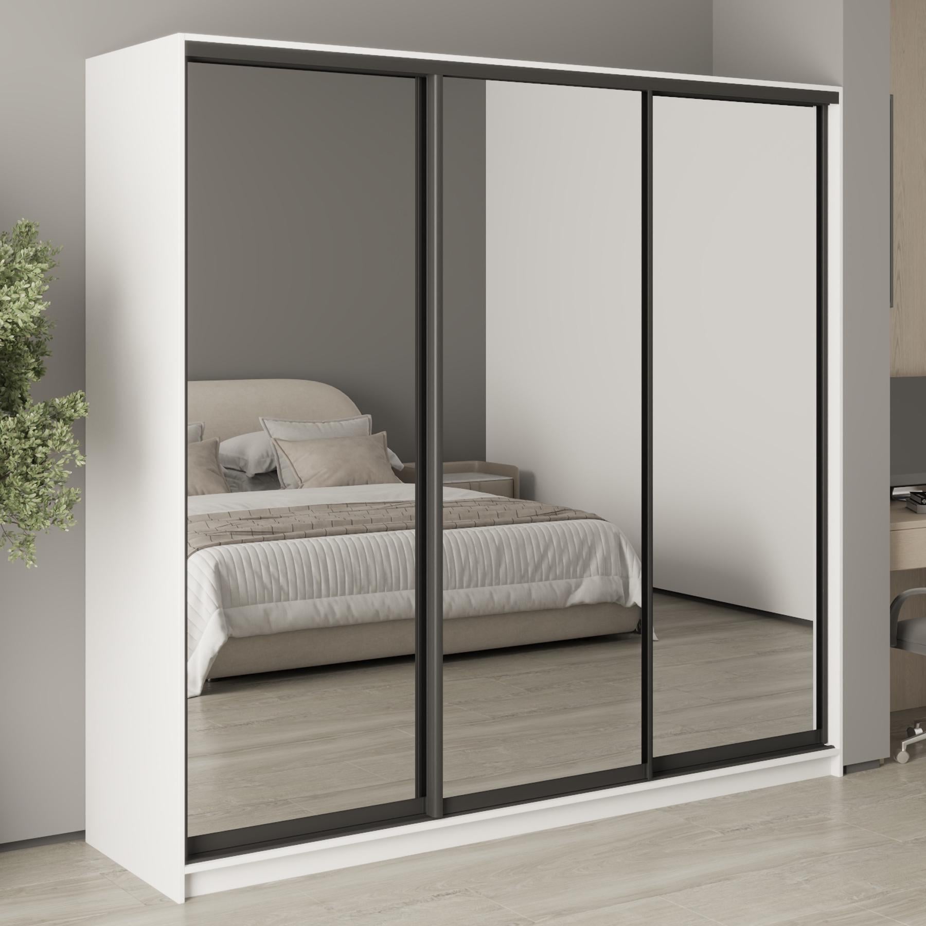 Шкаф-купе трехдверный MebelStar Стандарт BG 3 Зеркала 220x45x210 см Аляска белый (MBS-8440)