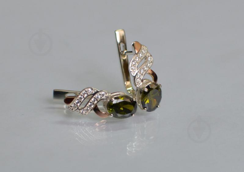 Серебряные серьги Sil с золотыми накладками 117s-14 Олива (Sil-772)