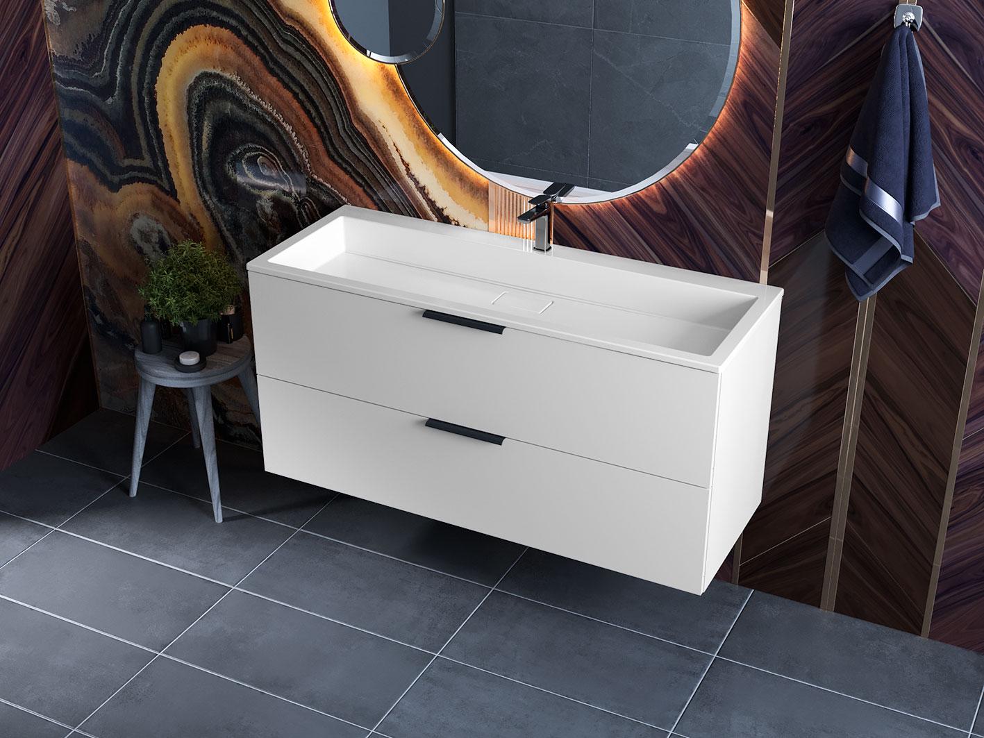 Тумба подвесная Status Juna 120 с умывальником Aria Low 120 (13602) Тумба подвесная Status Juna 120 с умывальником Aria Low 120 (13602)