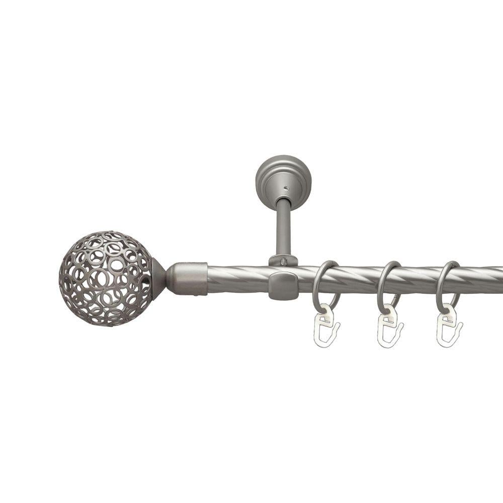 Карниз Orvit Савона металевий однорядний відкритий скручена труба кільце металеве 16 мм 160 см Сатин (00-00022777) - фото 1