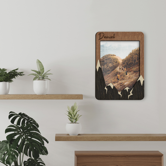 Фоторамка дерев'яна The Frame Depot Гірські вершини під персоналізацію Коричневий (mountain_8x10_vertical-2) - фото 2