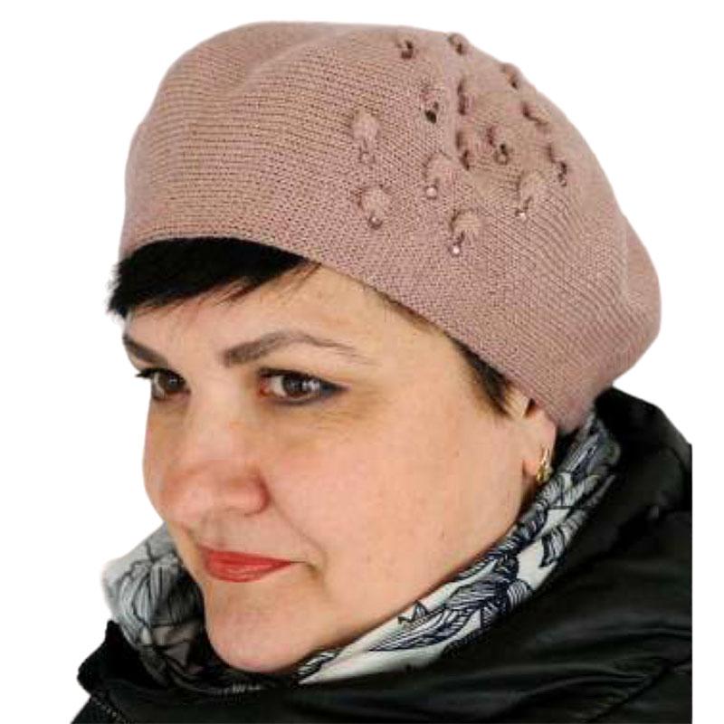Берет женский Lirus Капри двойной шерстяной Пудровый (118908)
