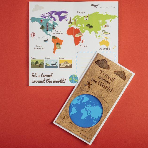 Унікальна листівка Primax-art Travel around the World із дерева 19,5х10 см