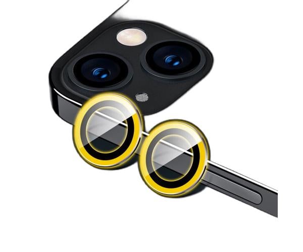 Люминисцентное гибкое стекло HD Camera Film на заднюю камеру для iPhone 14 / 14 Plus (светится в темноте) Желтый