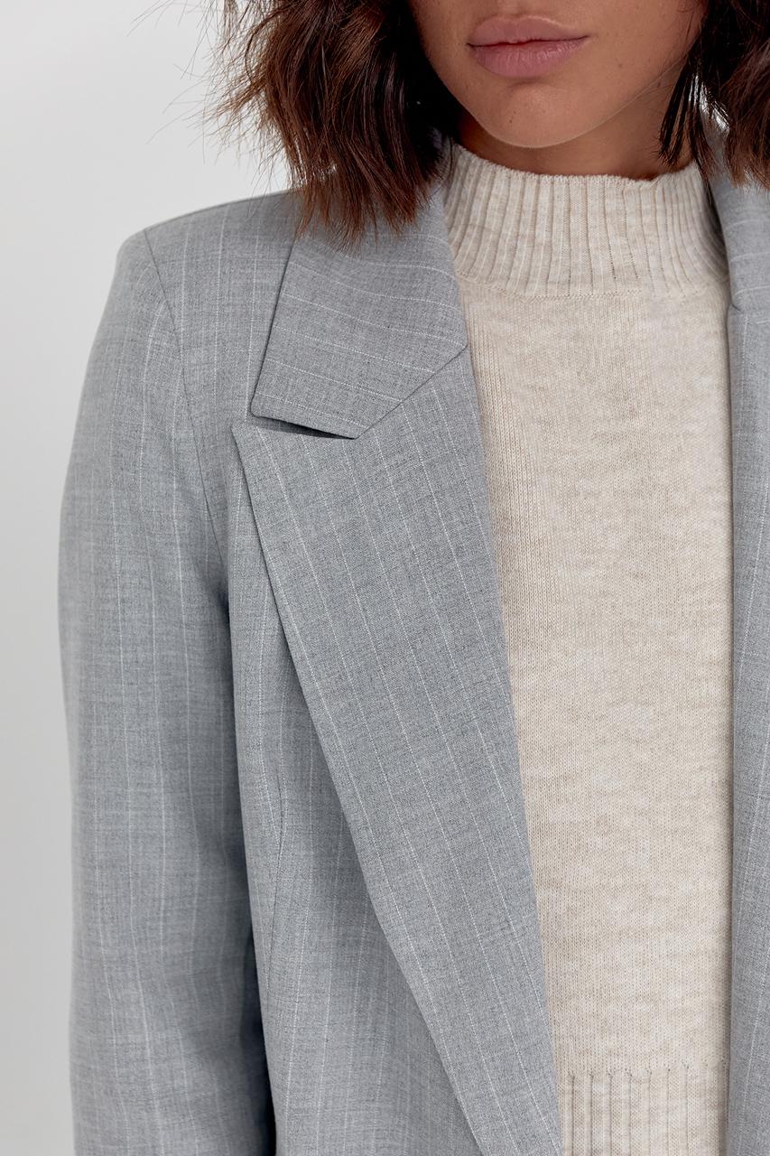 Пиджак без застежки M Светло-серый (11859694) - фото 4