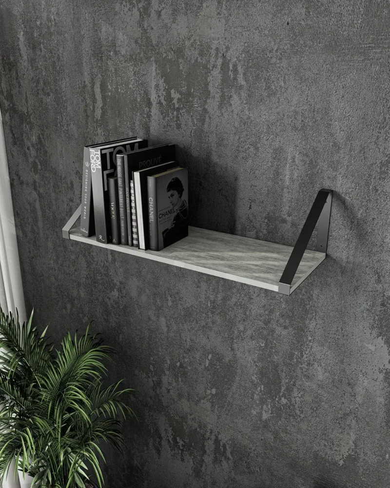 Полка XT28 настенная для книг и декора | стиль Лофт 800х290х210 мм ДСП 16 мм Бетон/Черный (20364782)