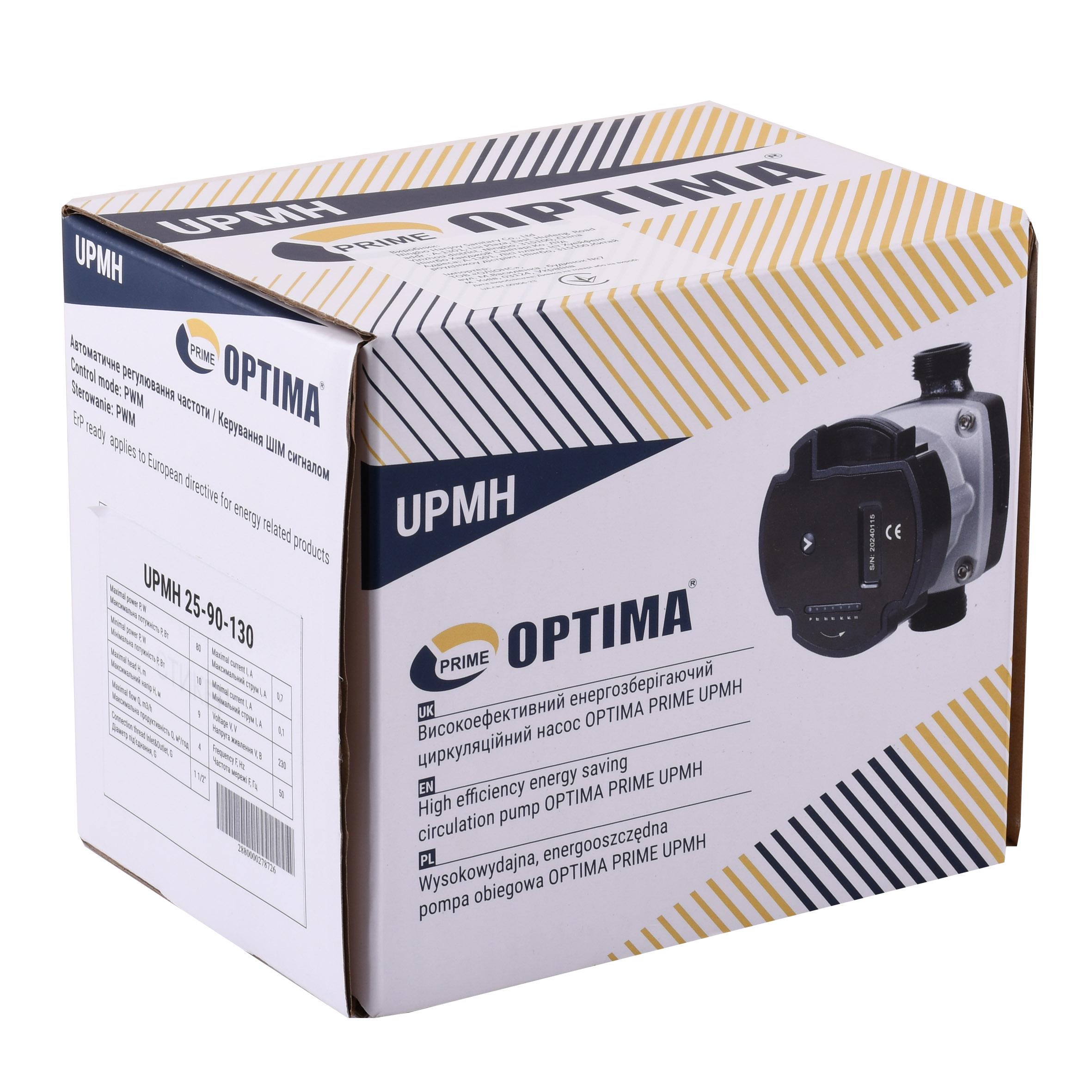 Насос циркуляционный энергосберегающий Optima PRIME UPMH 25-90AUTO с гайками 130 мм (000027872) - фото 4