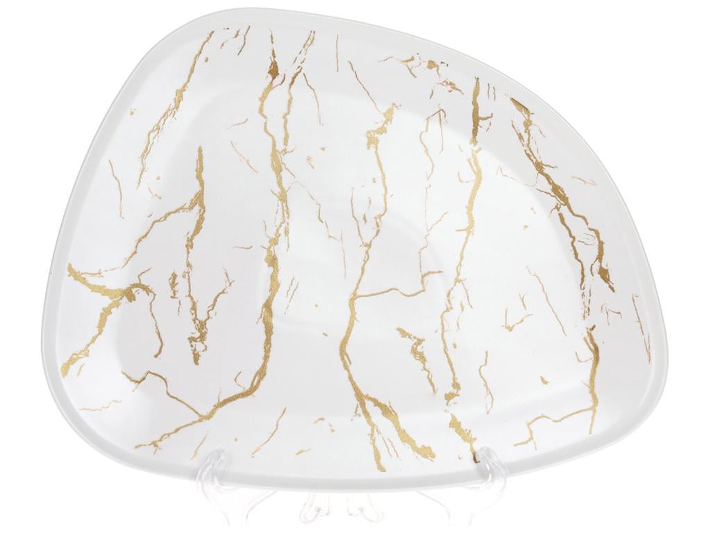 Блюдо порцелянове Мармурова Розкіш 31 см Золотий (BDI-805-705) - фото 1 Блюдо порцелянове Мармурова Розкіш 31 см Золотий (BDI-805-705) - фото 1