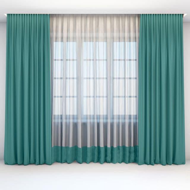 Комплект штор с тюллю Academy Gardin Модельный 150х280/300х280 см 3 шт. Морская волна