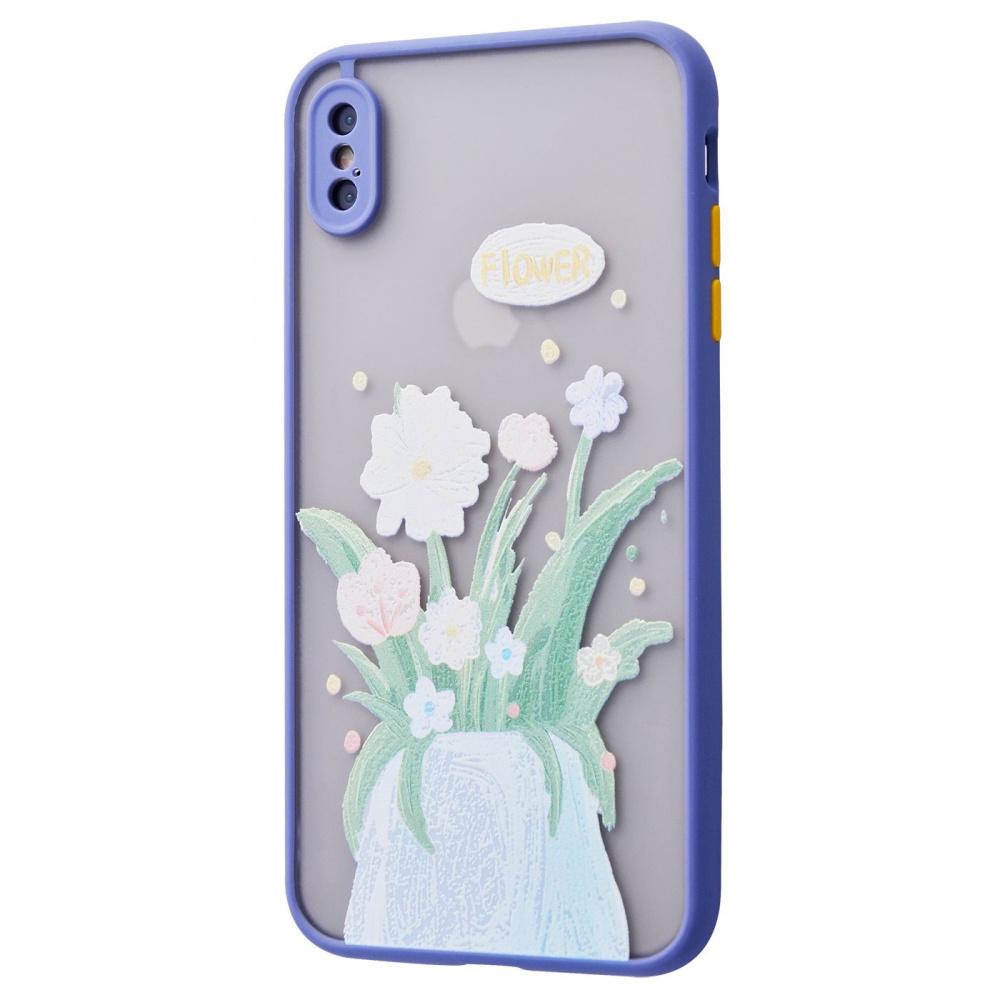 Чехол Picture Shadow Matte Case New (PC+TPU) iPhone Xs Max flowers dark purple С рисунком Фиолетовый
