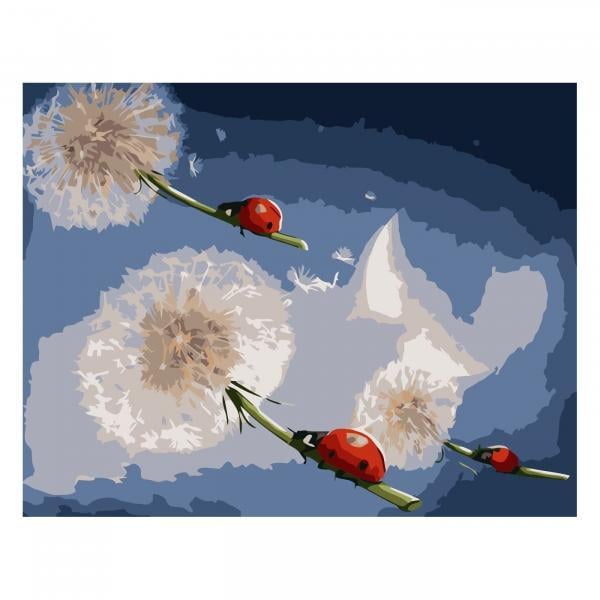 Картина по номерам Strateg Бабочки Божья коровка на одуванчиках 30х40 см в термопакете (SV-0058-mt)