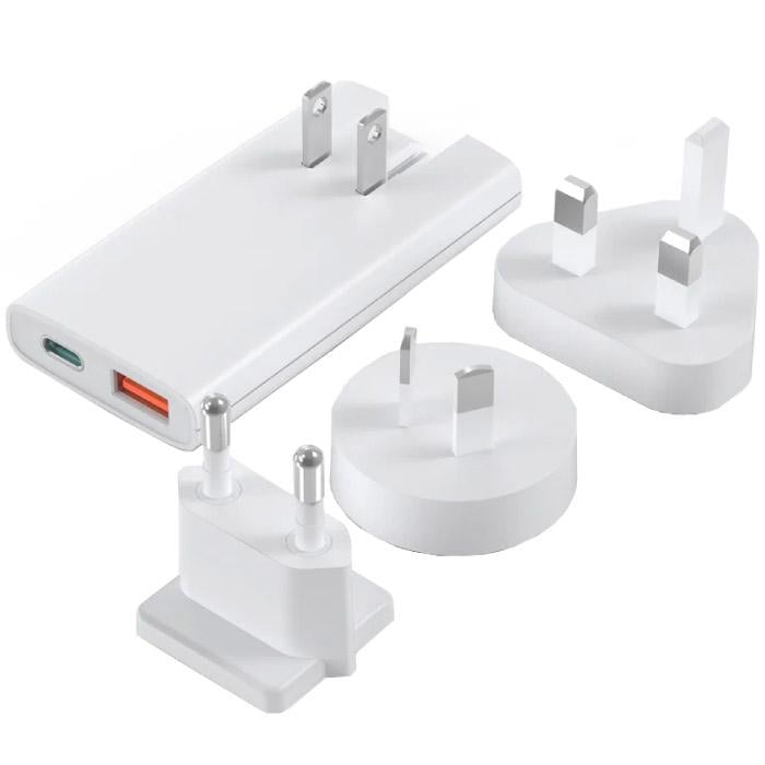 Адаптер універсальний GaN Choetech 65W підтримка PD через Type-C та USB-A Білий (615284)