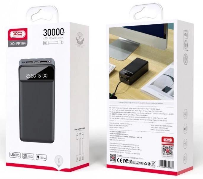 Акумулятор портативний XoPR164 2USB 30000 mAh Чорний (216-00042) - фото 3