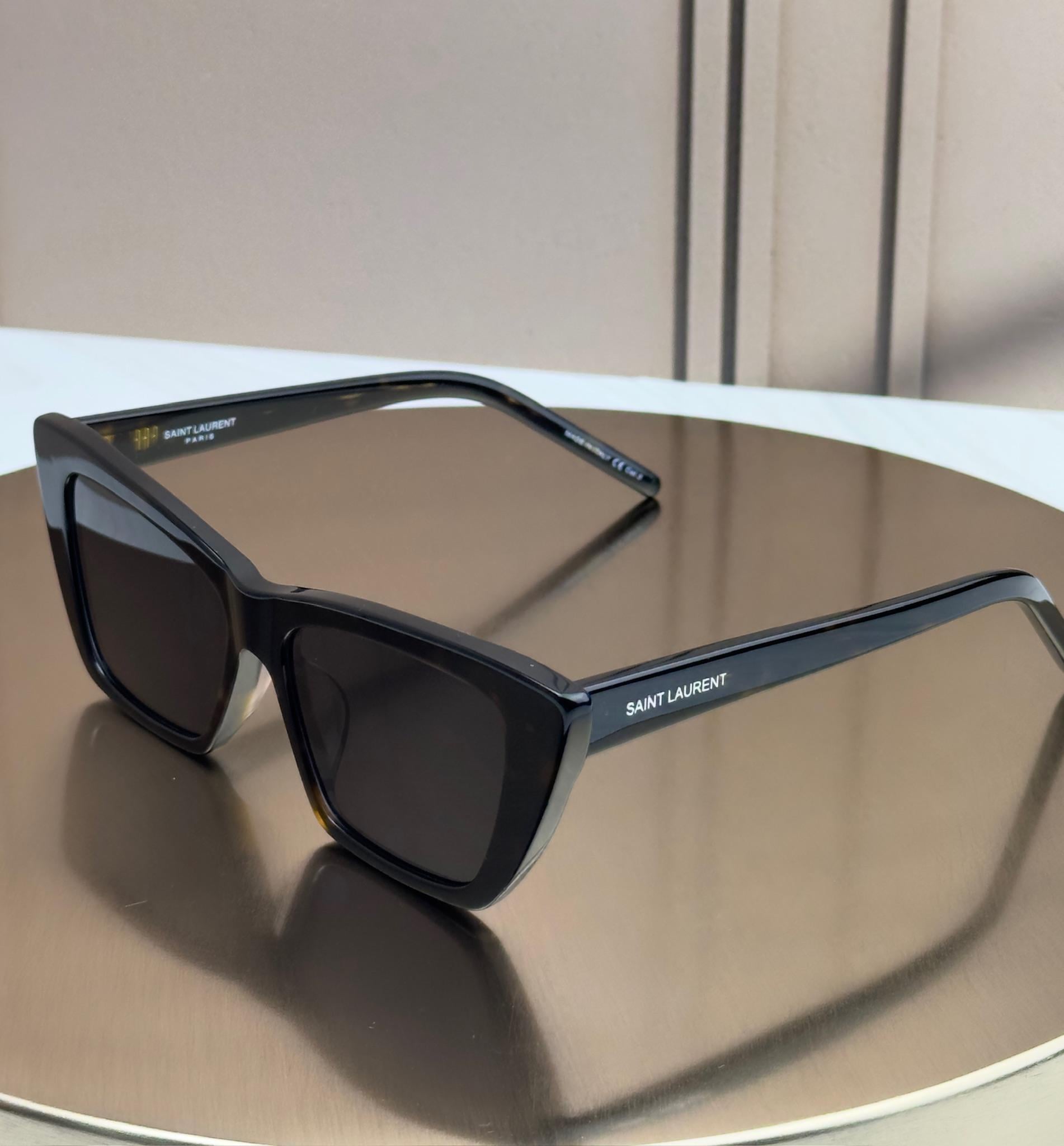 Солнцезащитные очки Saint Laurent SL 276 Mica Кошачий глаз ацетатные темная линза женские Черепаховый