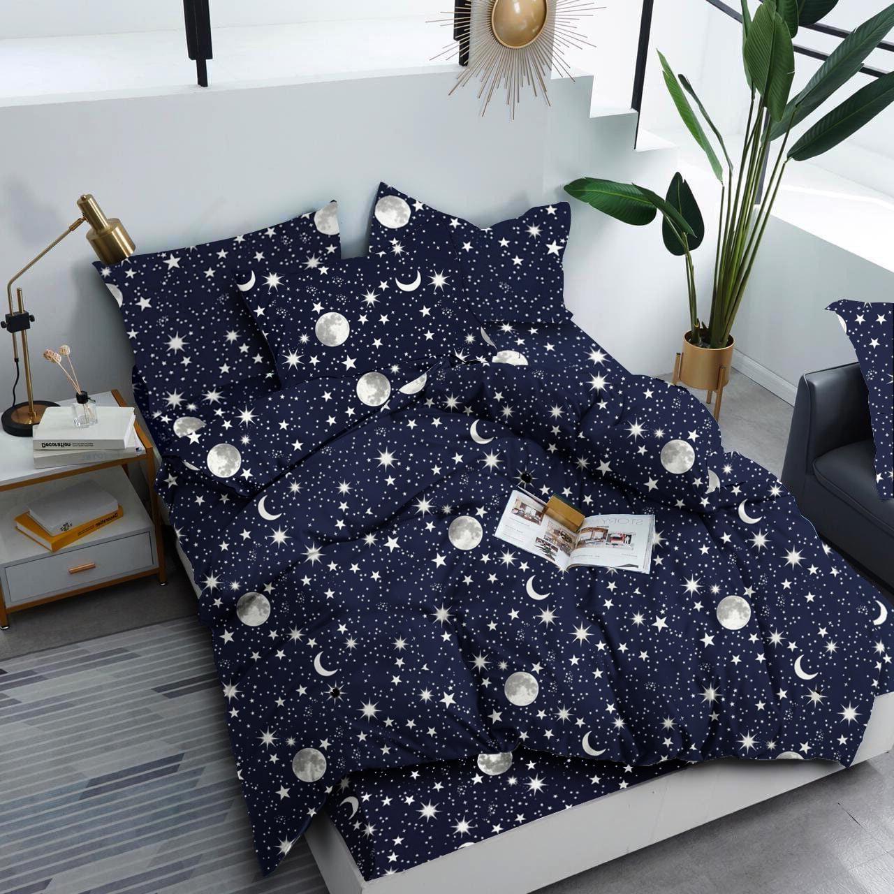 Комплект постельного белья Zastelli Космос бязь евро 200х220 см Синий