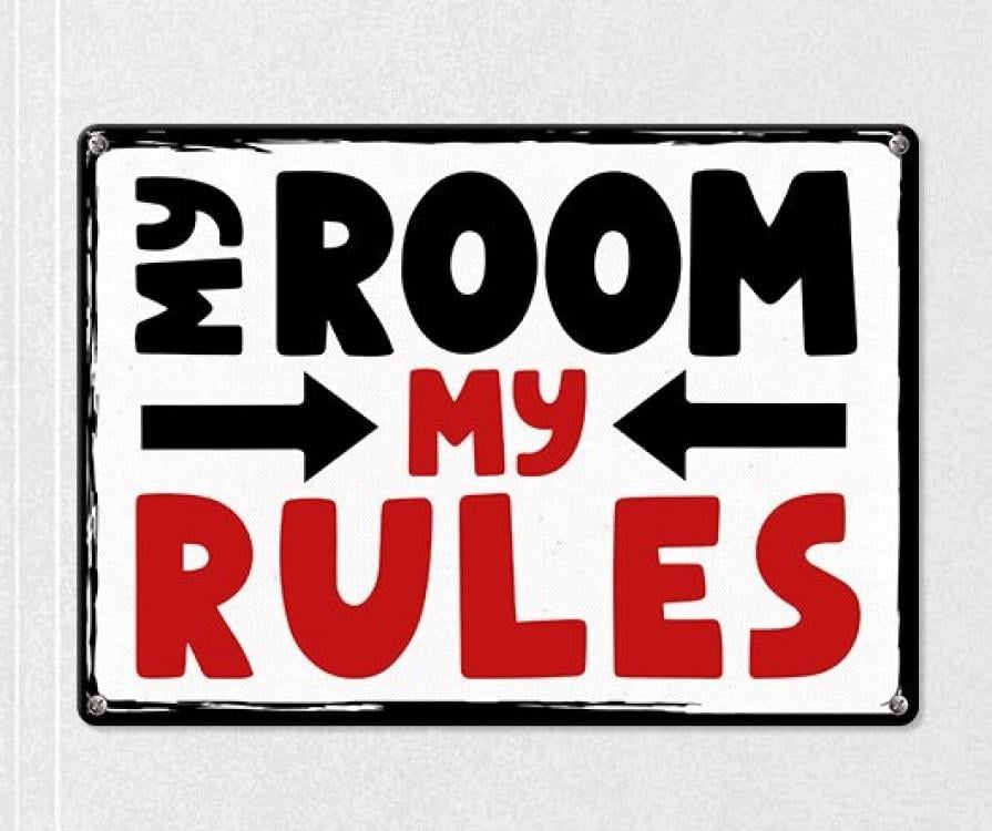 Табличка интерьерная металлическая "My room my rules" Табличка интерьерная металлическая "My room my rules"
