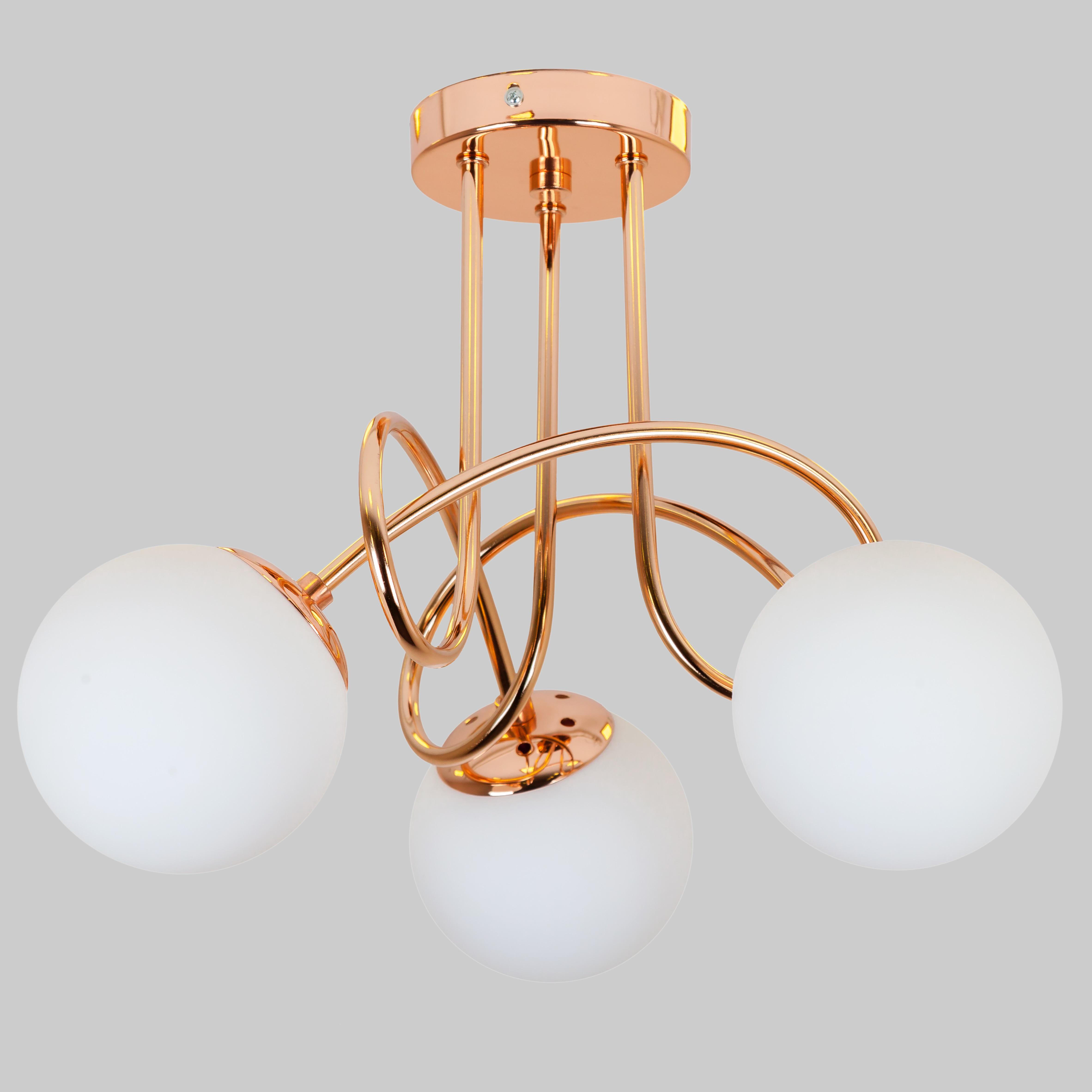 Люстра потолочная Triple Glow с 3 плафонами-шарами Золотой/Белый (52-9903-3 GOLD+WH)