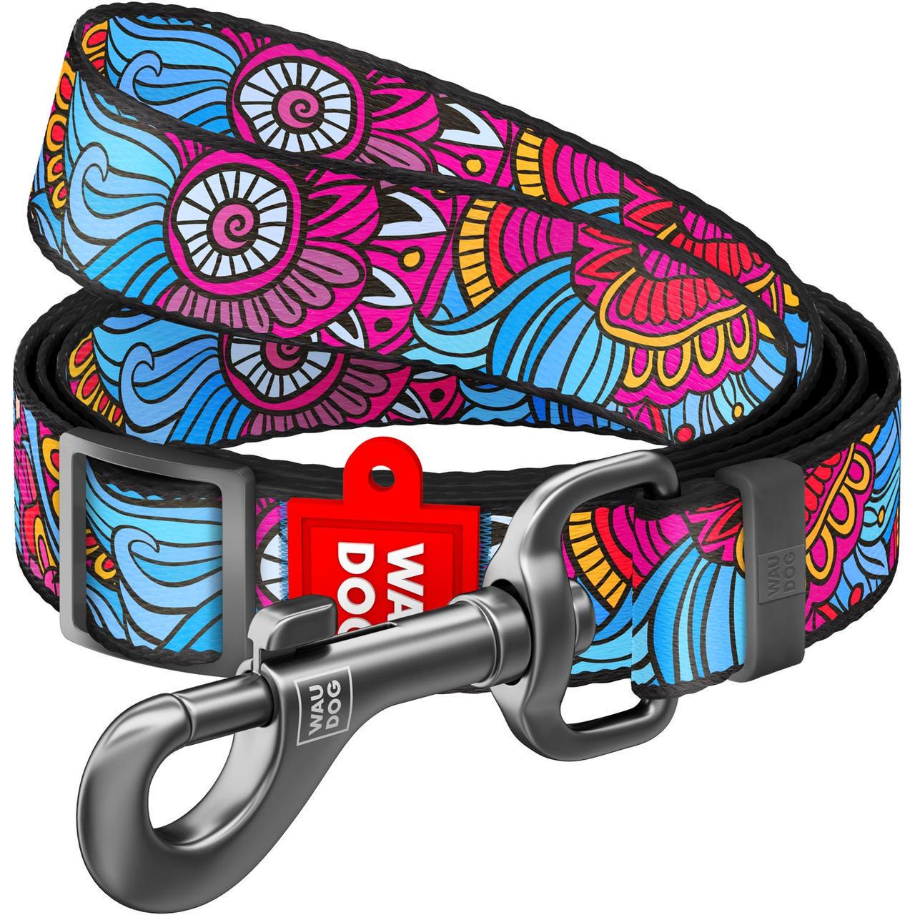 Поводок для собак нейлоновый Waudog Nylon Лето регулируемый 152-183 см 20 мм (5326)