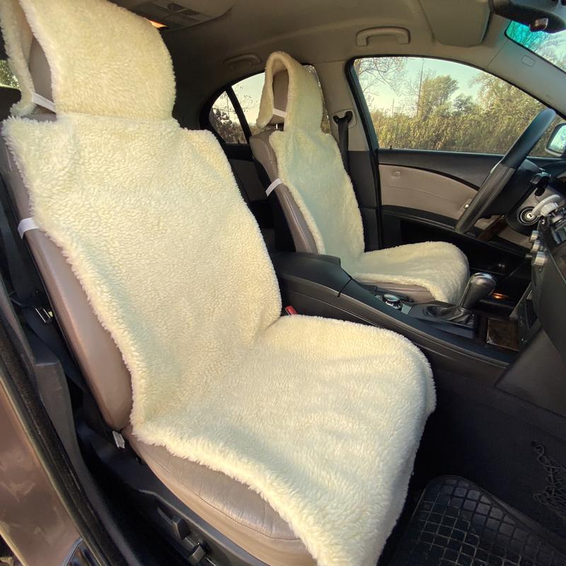 Накидка на сидіння автомобіля з овчини Sheepskin еко-вовна 2 шт. 50 см Лимонний (418)