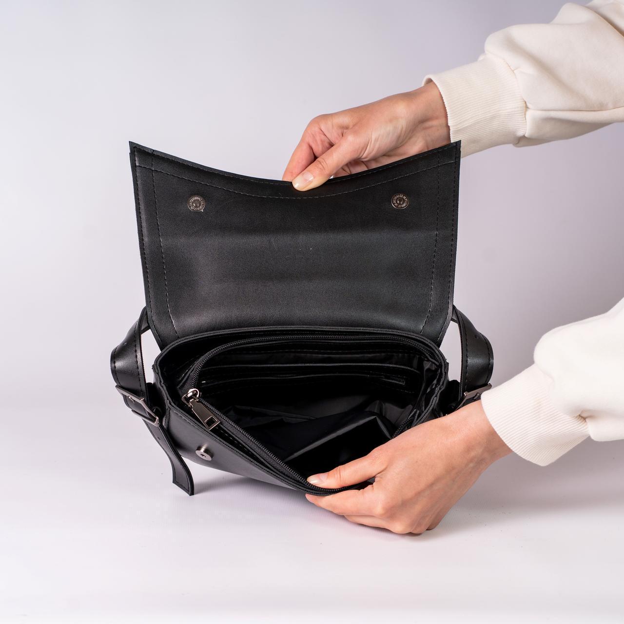 Сумка женская полукруглая XENIA № 33-24 из эко-кожи Черный - фото 4 Сумка женская полукруглая XENIA № 33-24 из эко-кожи Черный - фото 4