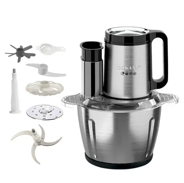 Чоппер кухонный Sokany SK-06019 5 в 1 с чашей на 2,7 л Стальной