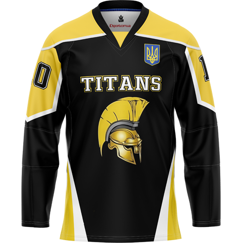 Светр хокейний Titans IDSport 2XLЧорний з жовто-білими вставками (916784)