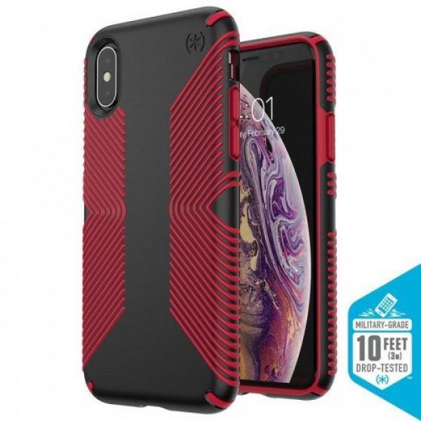 Фирменный чехол SPECK Presidio Grip для Apple iPhone X / Xs Black+Red