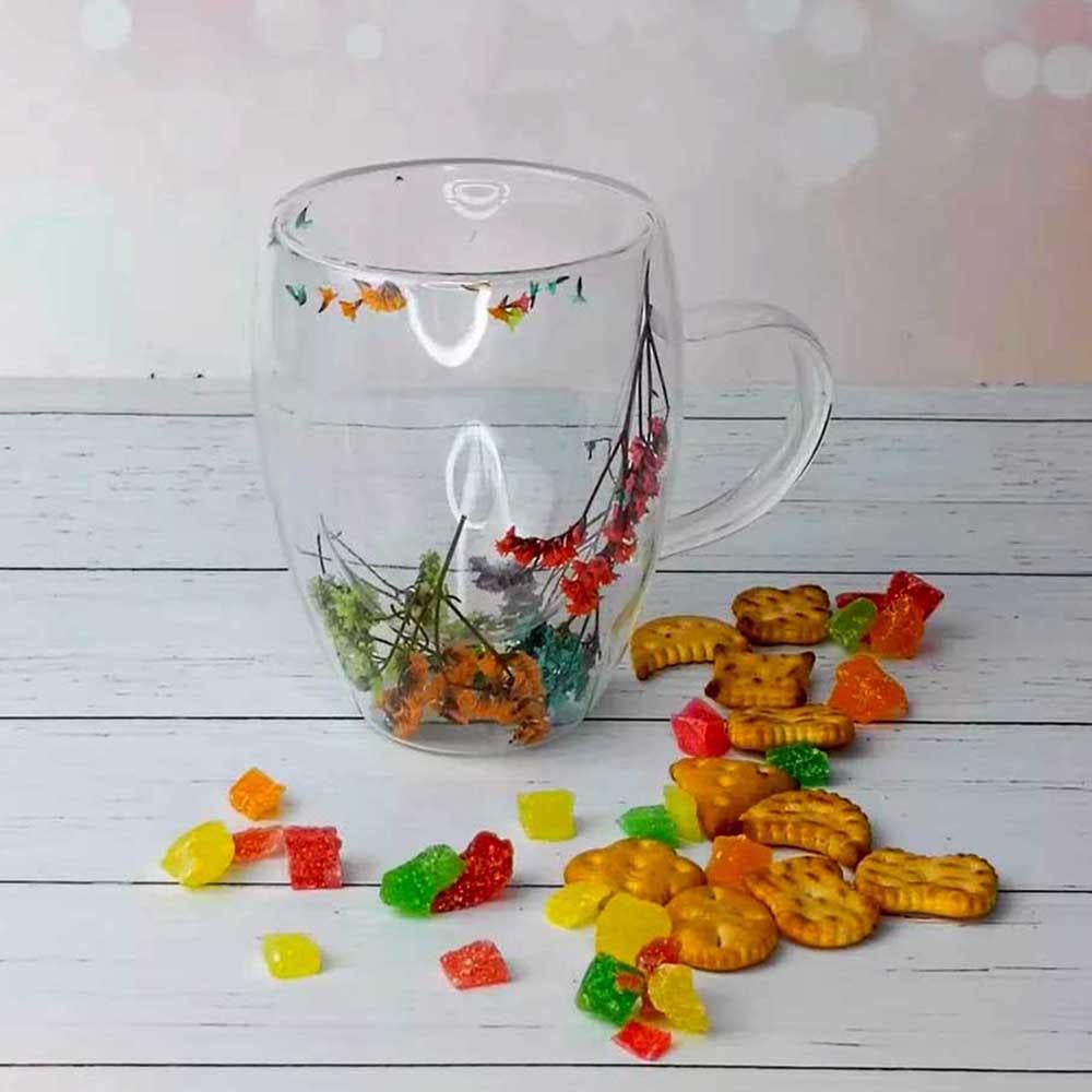 Чашка стеклянная с двойным дном и сушеницами 350 мл (37-118168) - фото 11