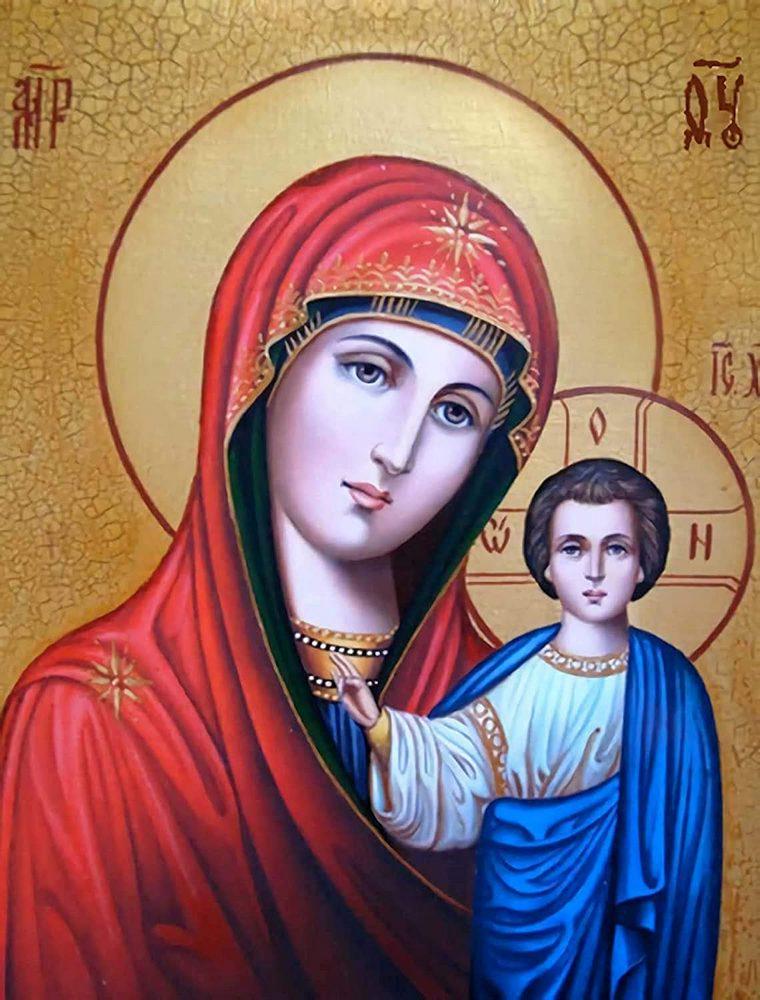 Алмазна мозаїка голограмні стрази SHLab Ікона Божої Матері SHS-27579 30x40 см