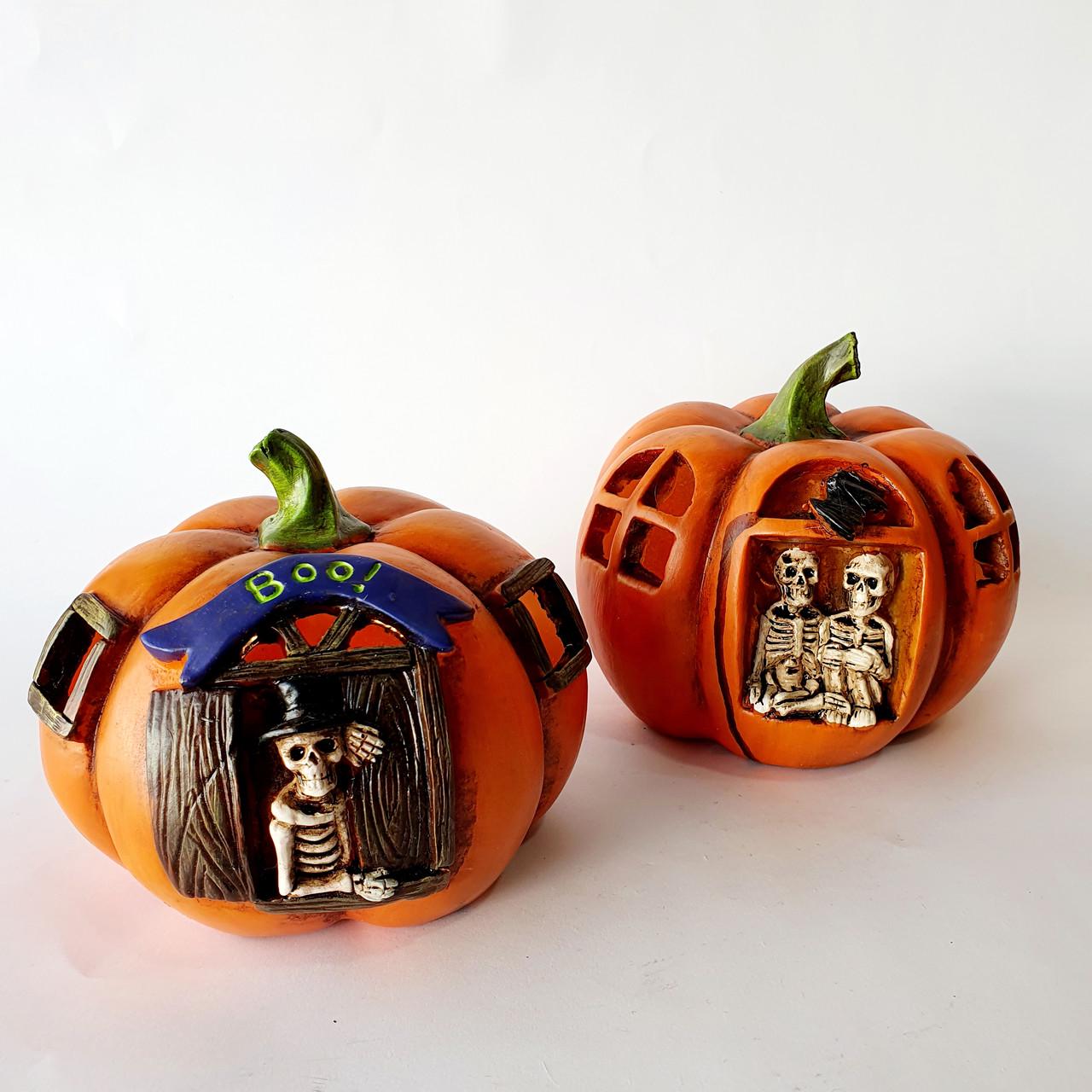 Тыквы декоративные керамические с подсветкой на Хэллоуин комплект