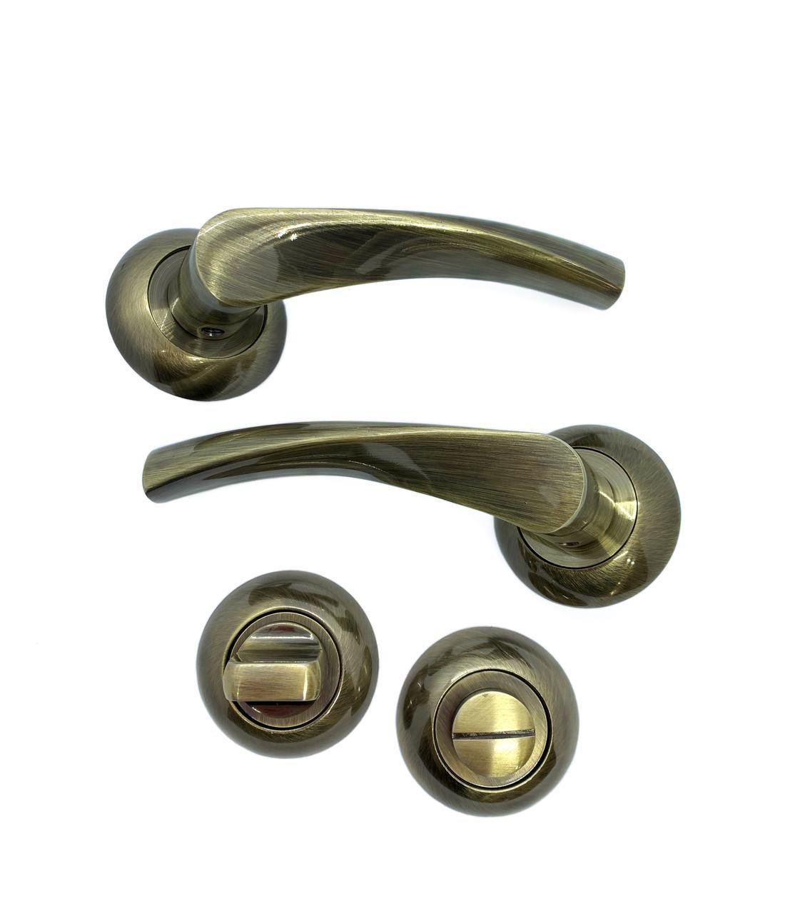 Врізний замок Vortex AL-100 АВ WC з ручками на розетах для дерев'яних дверей